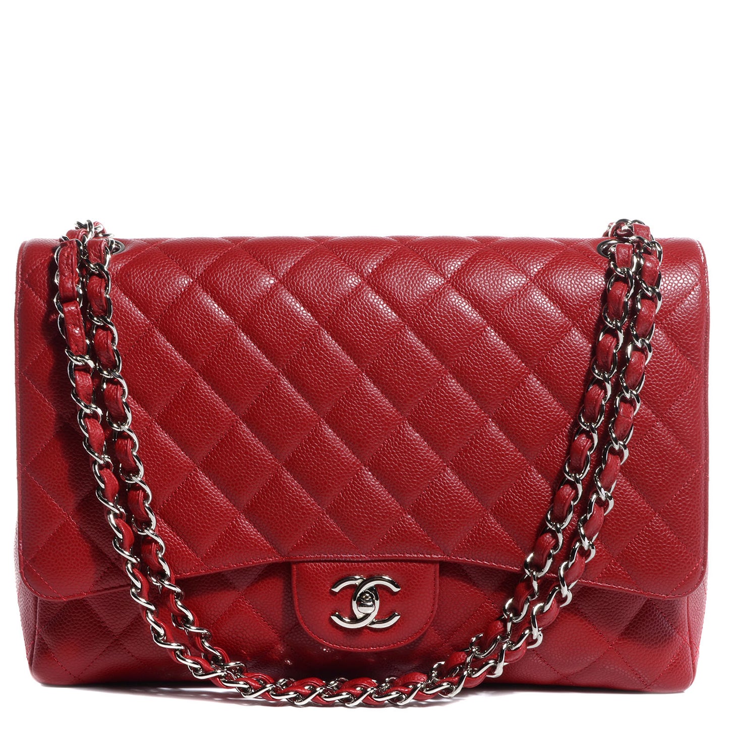 Caviar Maxi Single Flap Red