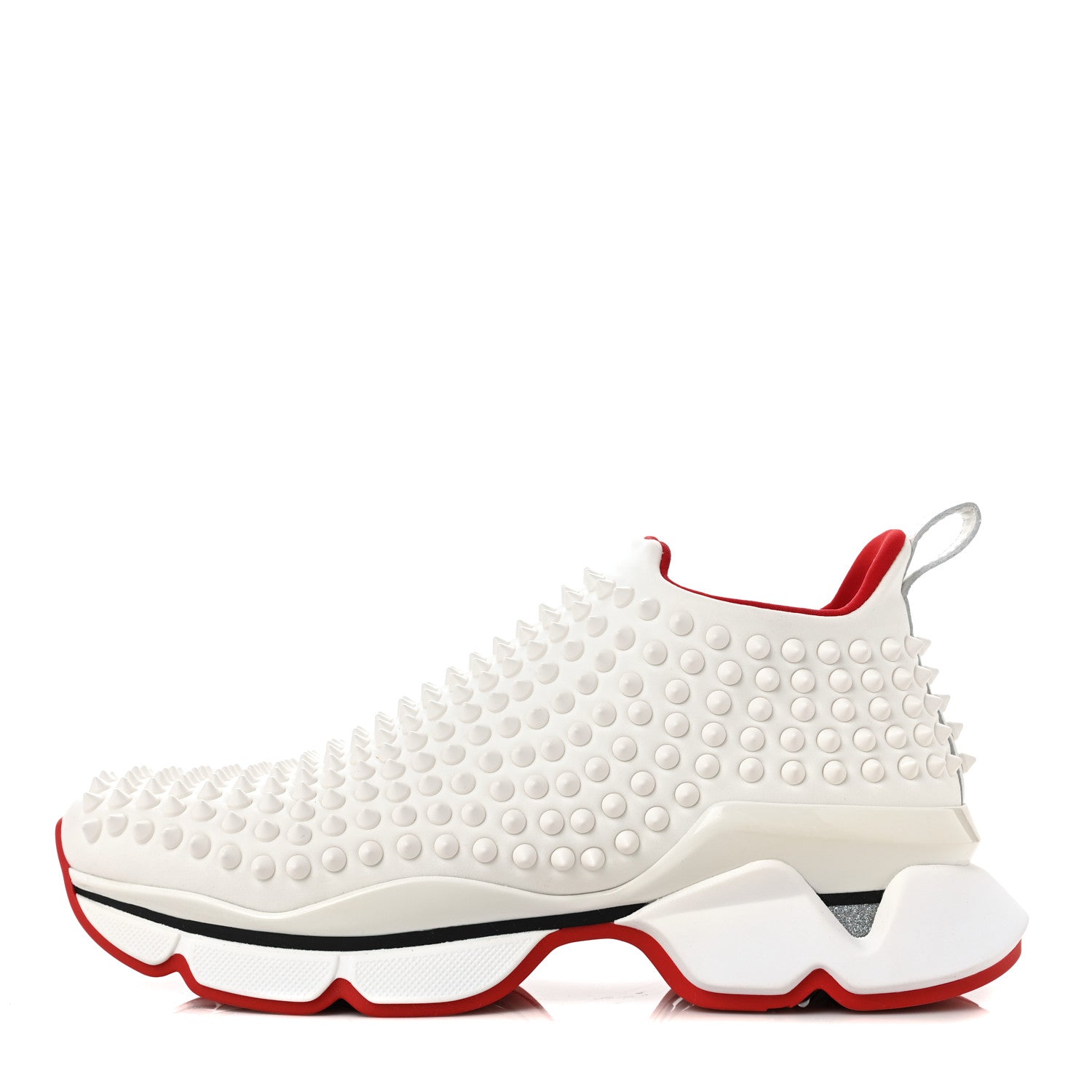 Christian Louboutin Neoprene Spike Sock Donna Flat Sneakers 38.5 White Snow 1 of 8