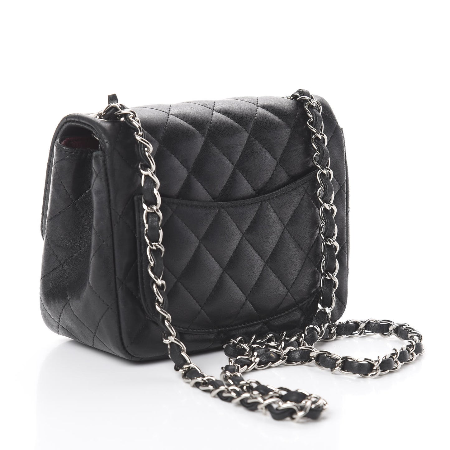 Lambskin Quilted Mini Square Flap Black