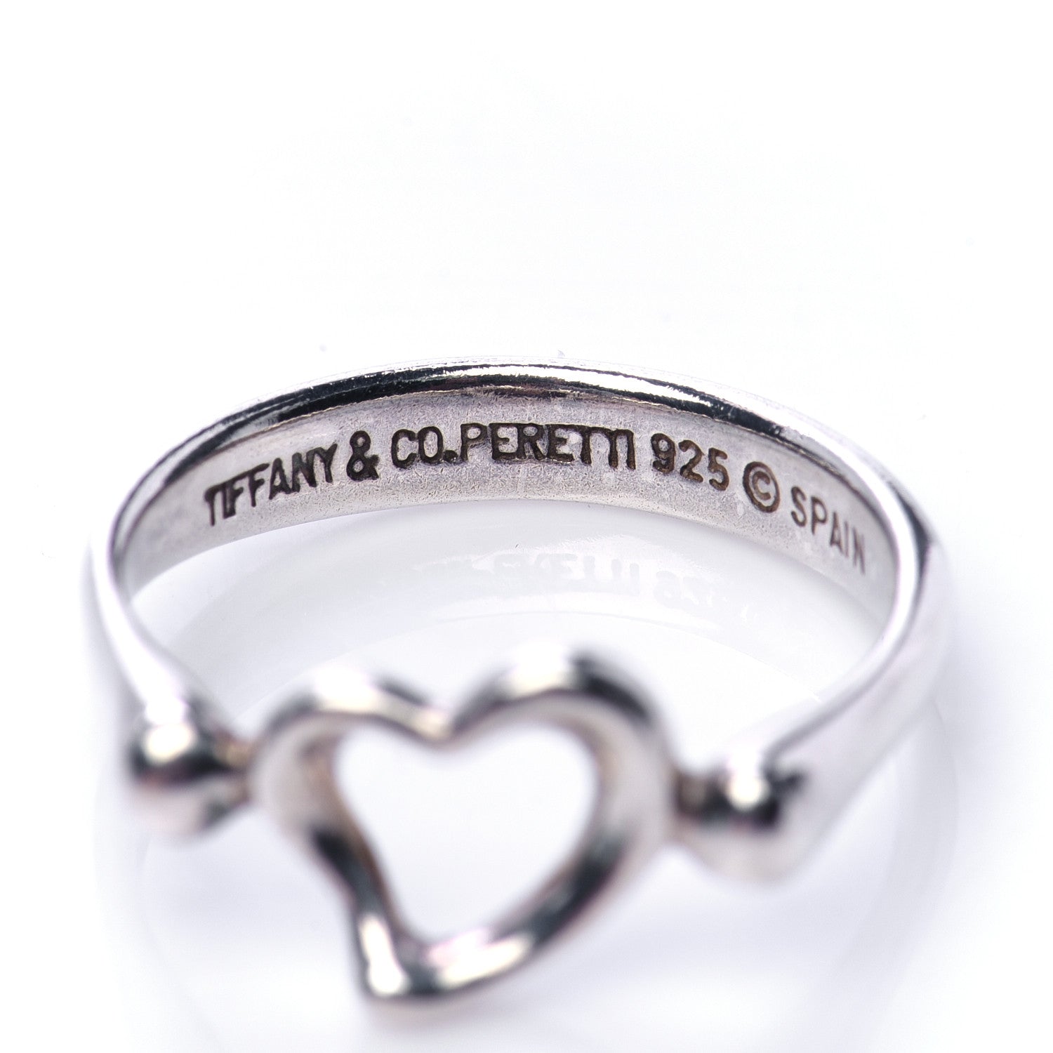 Tiffany Sterling Silver Elsa Peretti Open Heart Ring 50 5.25 5 of 6