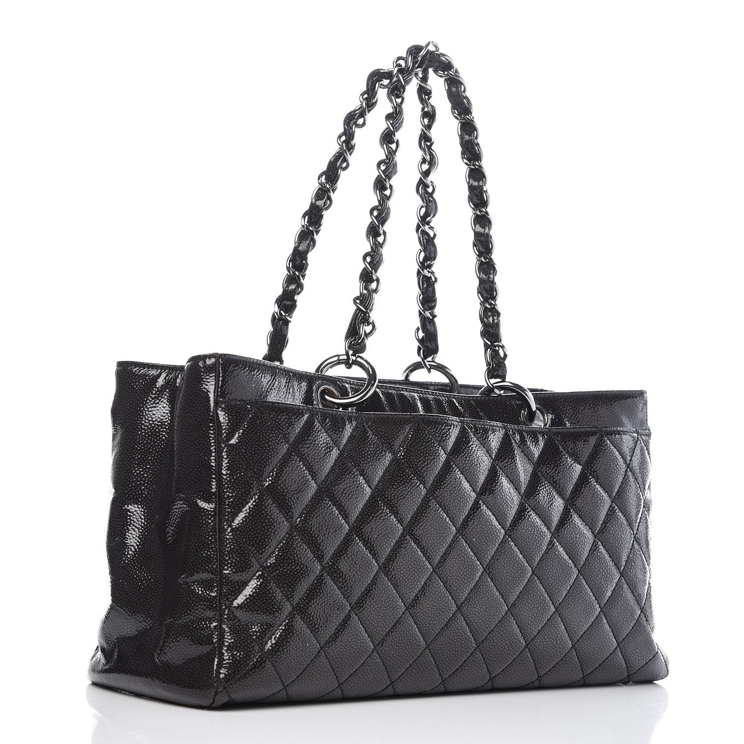 Chanel Glazed Caviar Quilted Diamond Shine Small Tote Black 2 of 11