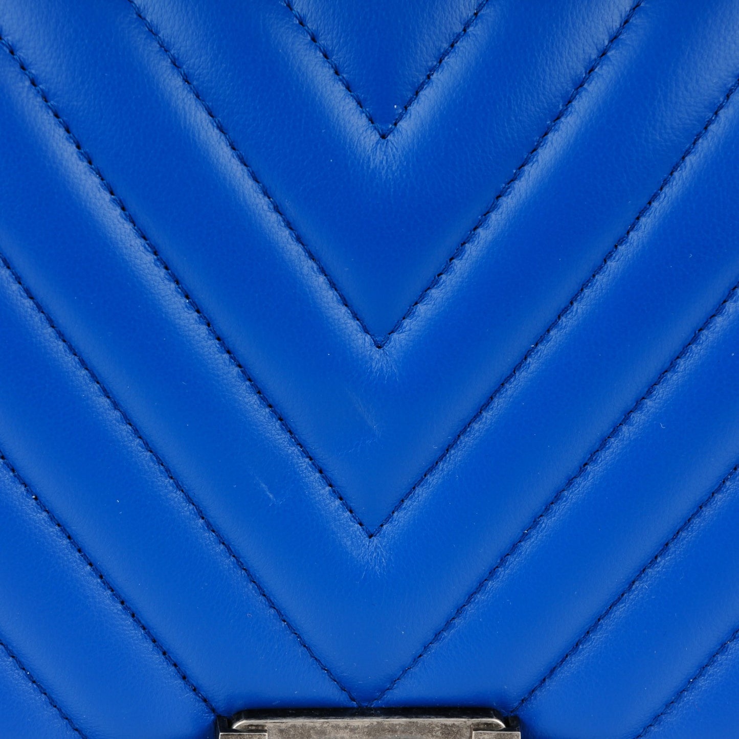 Calfskin Chevron Quilted Medium Boy Flap Bright Blue