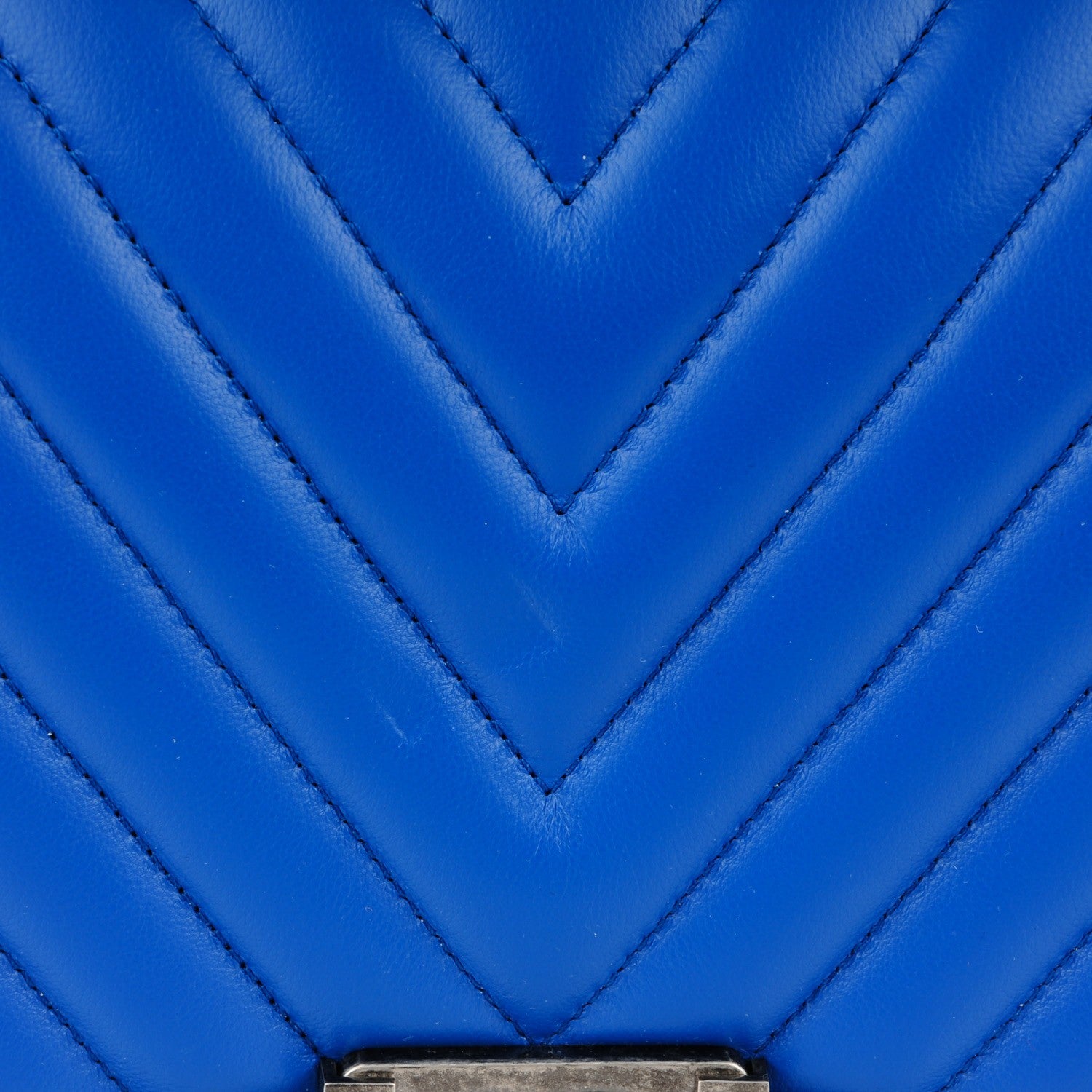 Chanel Calfskin Chevron Quilted Medium Boy Flap Bright Blue 9 of 9