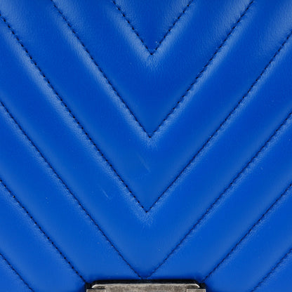 Chanel Calfskin Chevron Quilted Medium Boy Flap Bright Blue 9 of 9