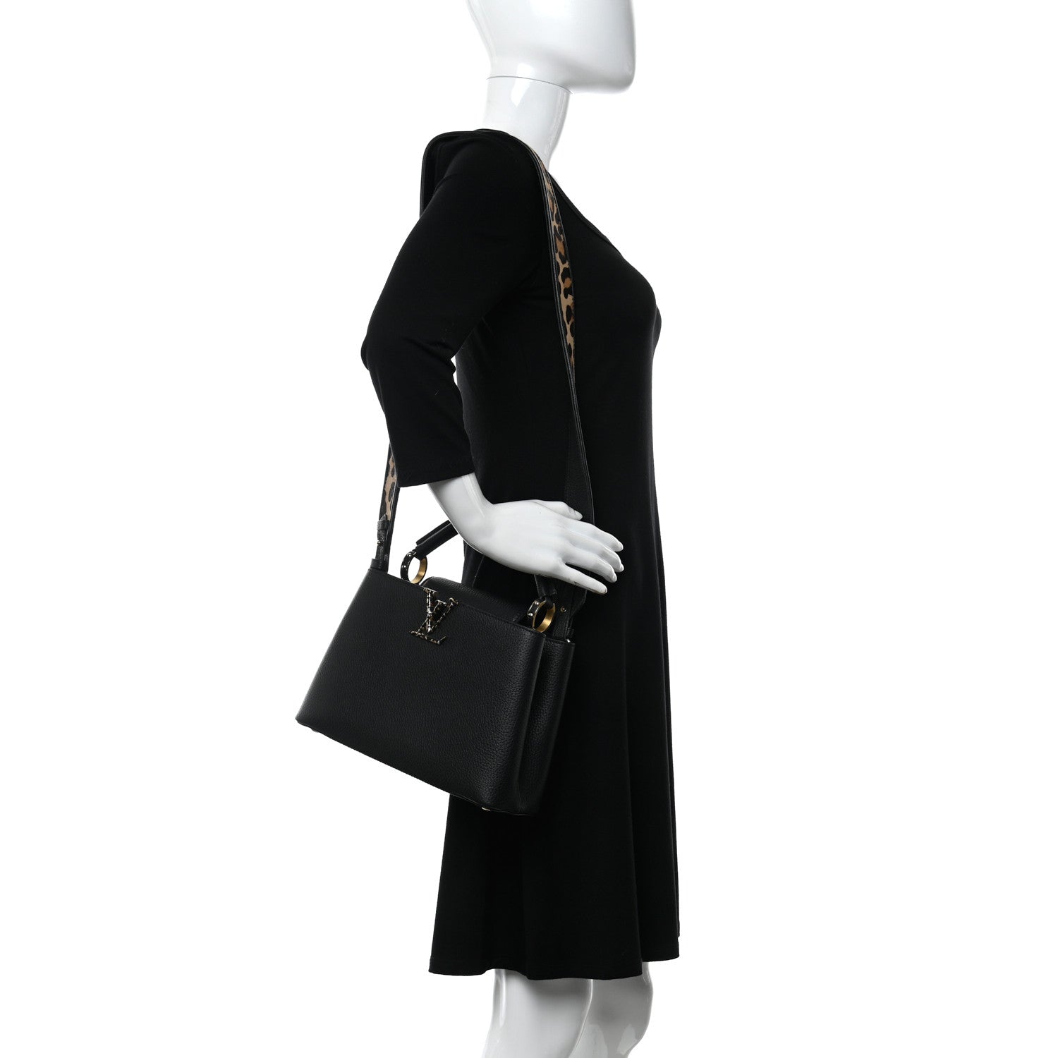 Louis Vuitton Taurillon Capucines Leopard BB Black 2 of 9