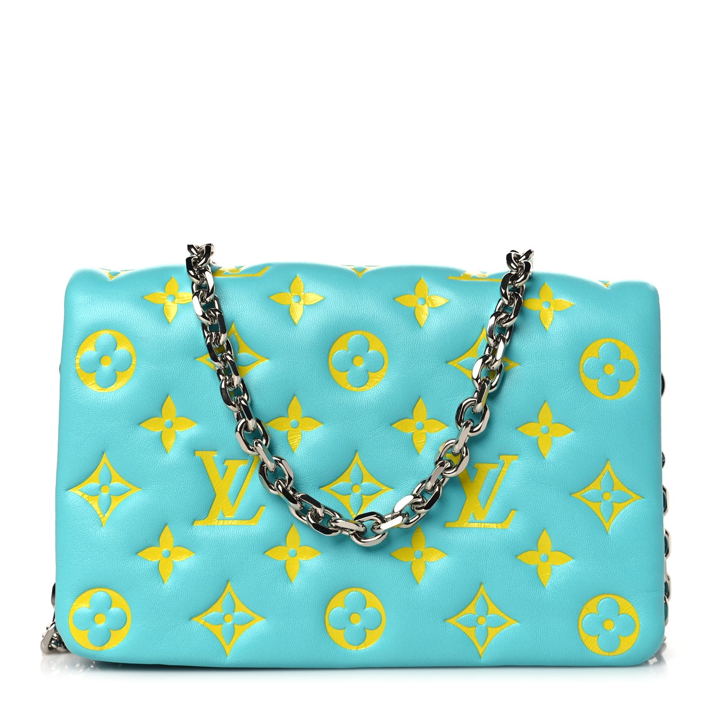 Lambskin Embossed Monogram Vuittamins Pochette Coussin Menthe Jaune