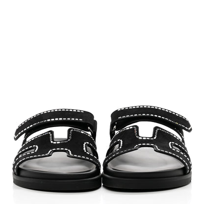 Hermes Suede Crystal Womens Chypre Sandals 38 Black 2 of 14