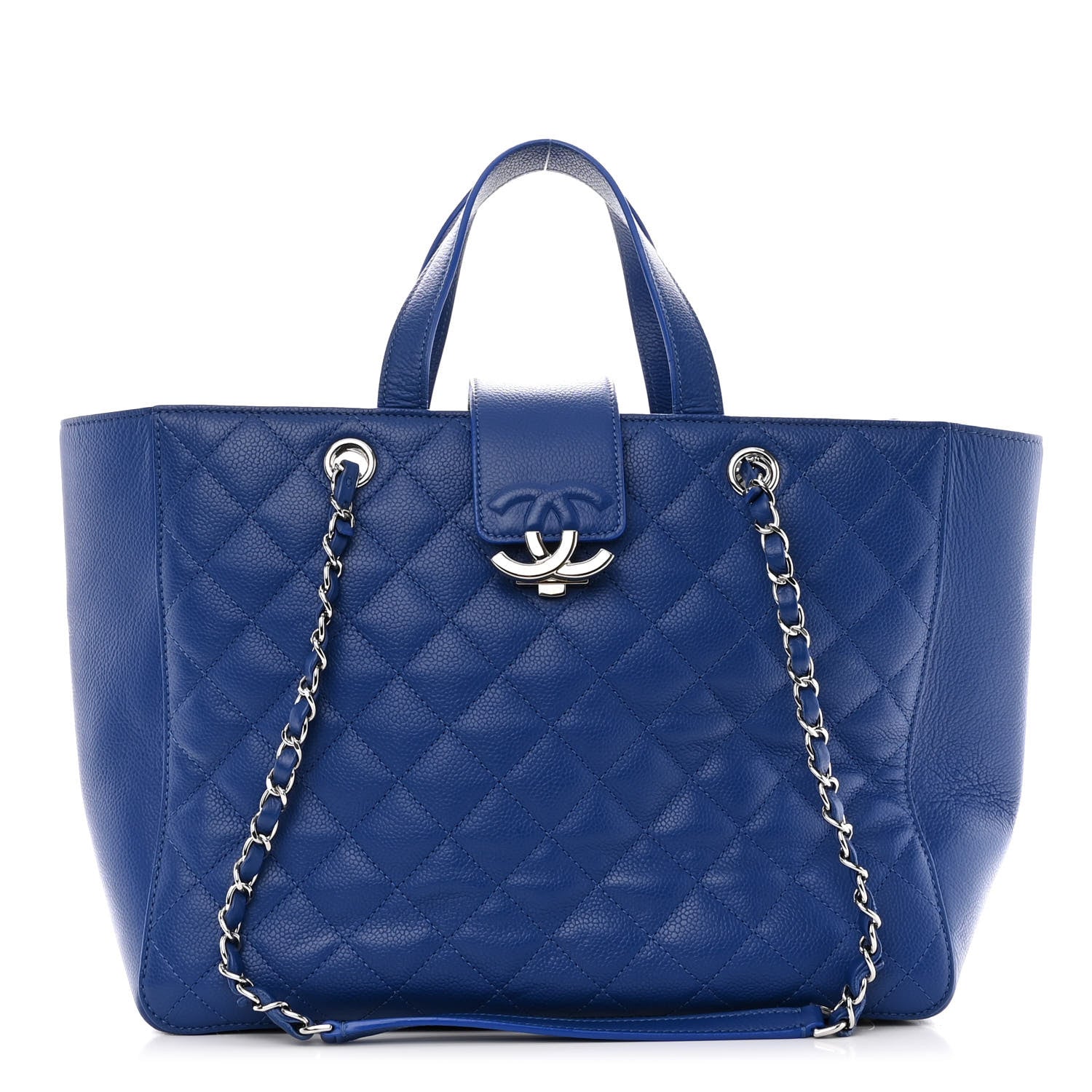 Chanel Caviar Quilted Large CC Box Shopping Tote Blue 1 of 9
