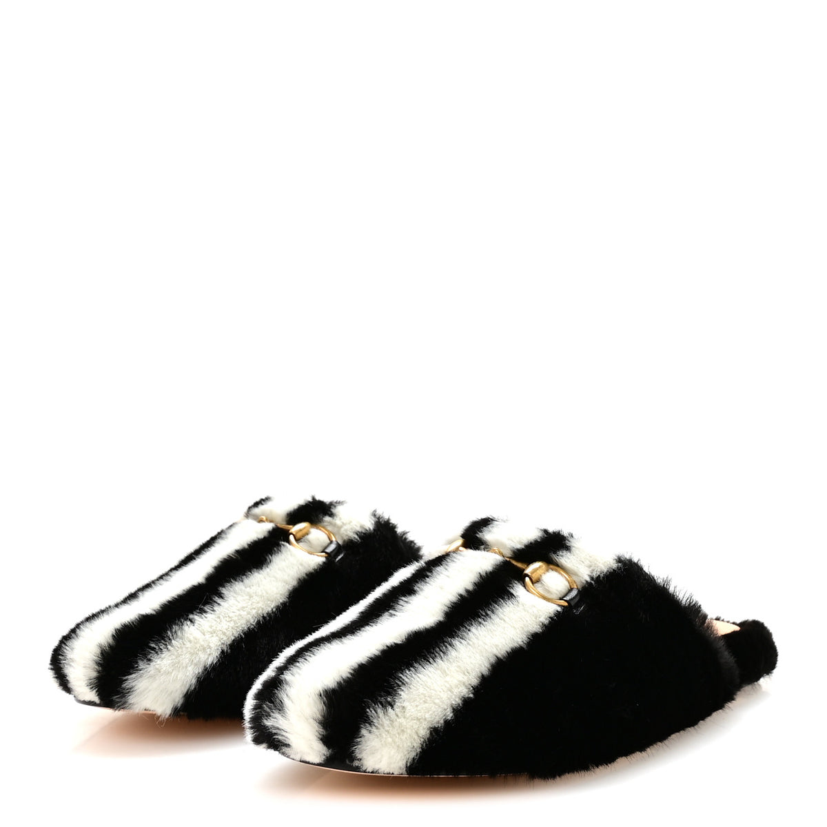 X ADIDAS Malaga Kid Fur Womens Horsebit Mules 37 Black White