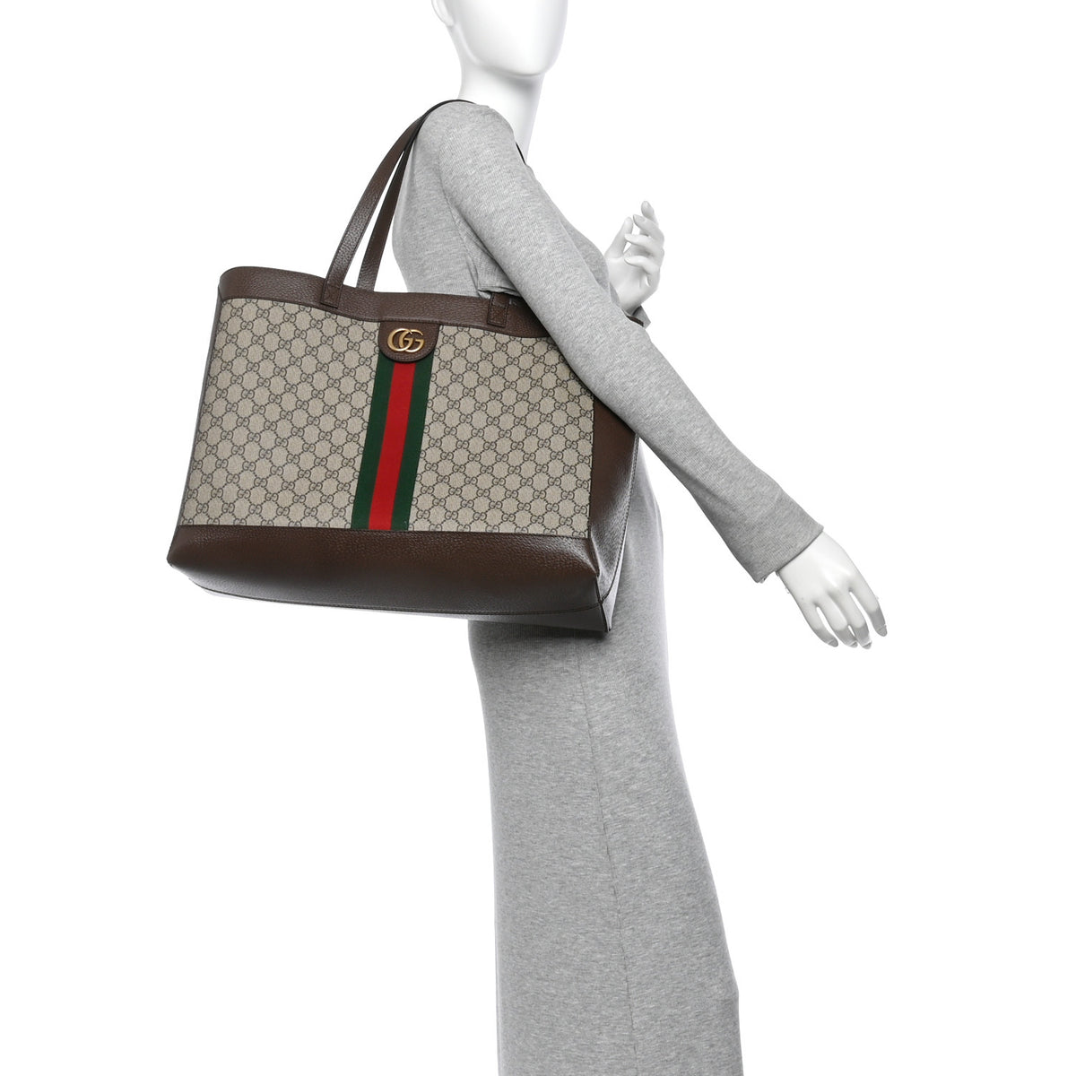 Gucci GG Supreme Monogram Web Ophidia Tote Brown 2 of 11