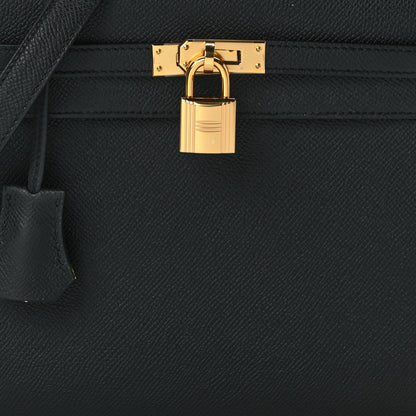 Hermes Epsom Horseshoe Kelly Sellier 25 Black Lime 8 of 11