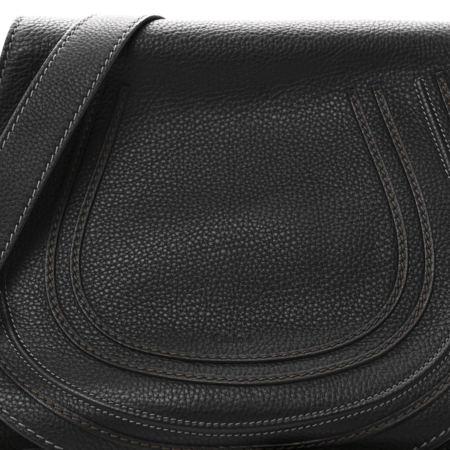 Calfskin Medium Marcie Round Crossbody Bag Black