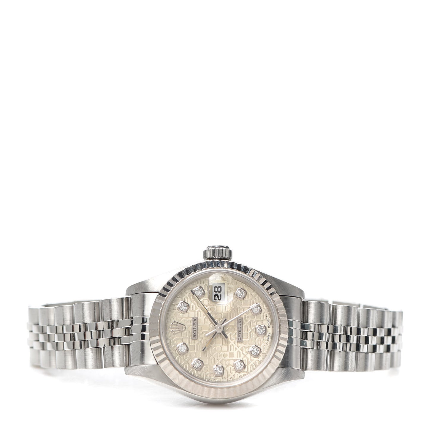 Stainless Steel 18K White Gold Diamond 26mm Oyster Perpetual Datejust Watch Silver Jubilee 69174