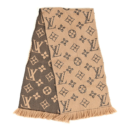 Louis Vuitton Wool Silk Monogram Giant Jungle Logomania Shine Scarf Beige 2 of 3