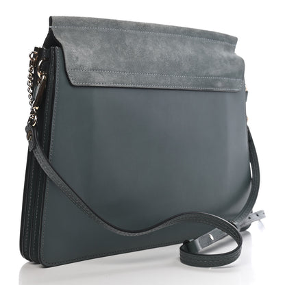Chloe Suede Calfskin Medium Faye Shoulder Bag Cloudy Blue 3 of 9