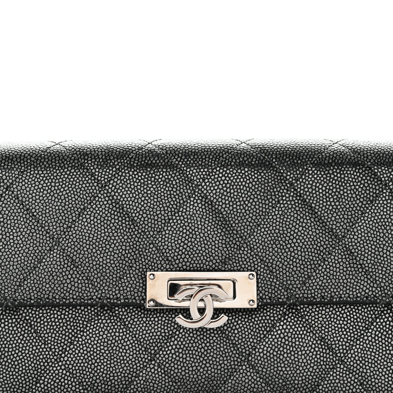 Chanel Metallic Caviar Quilted Large Golden Class Gusset Flap Wallet Dark Grey 9 of 16