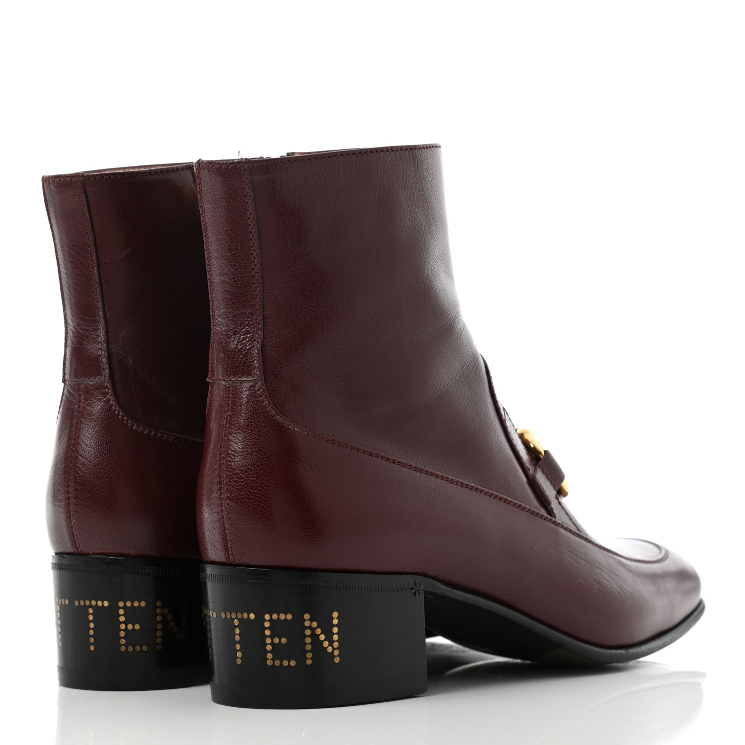 Gucci Goatskin Kitten Chain Horsebit Ankle Boots 38.5 Bordeaux 4 of 13