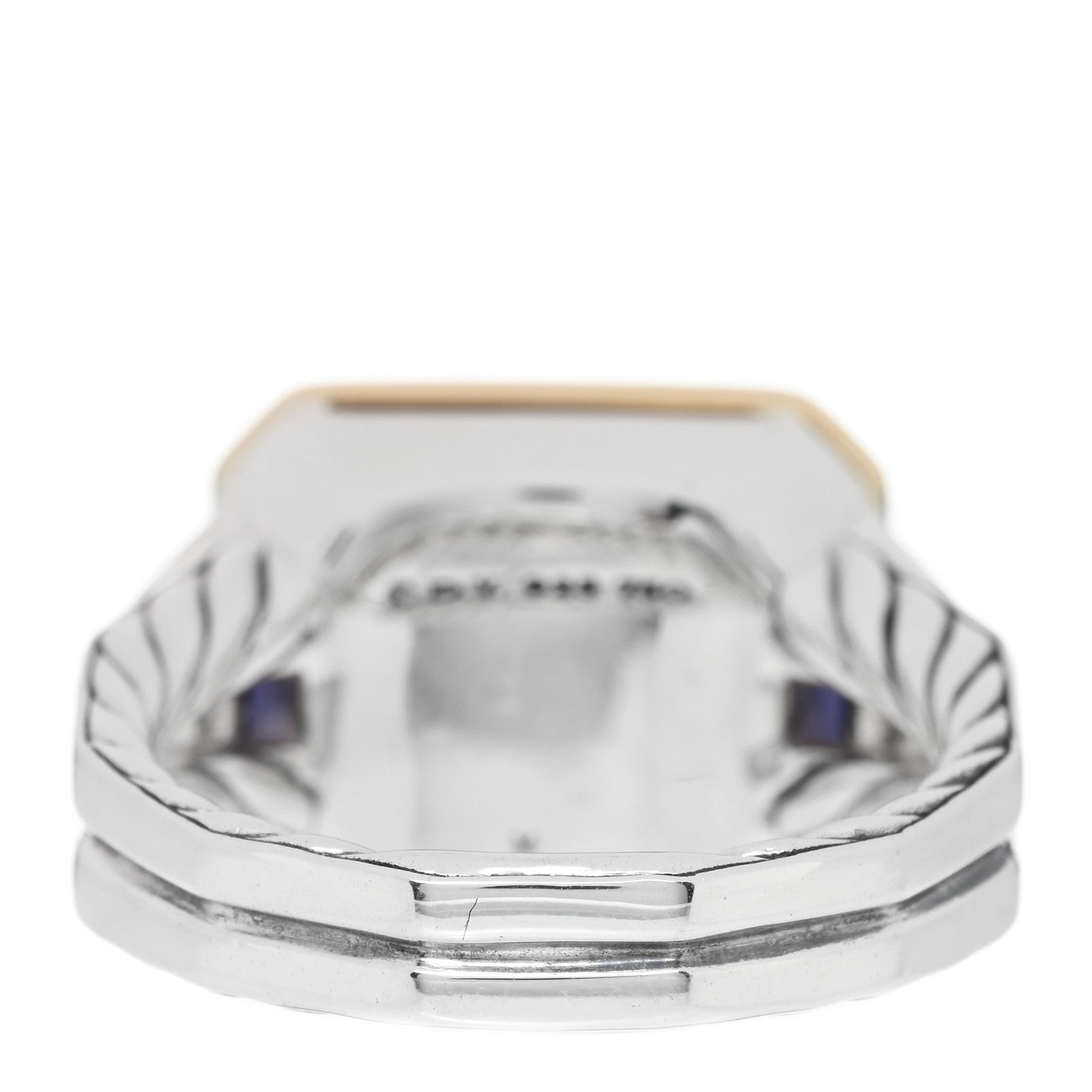 David Yurman Sterling Silver 18K Yellow Gold Amethyst Iolite Three Stone Novella Ring 60 9 4 of 6