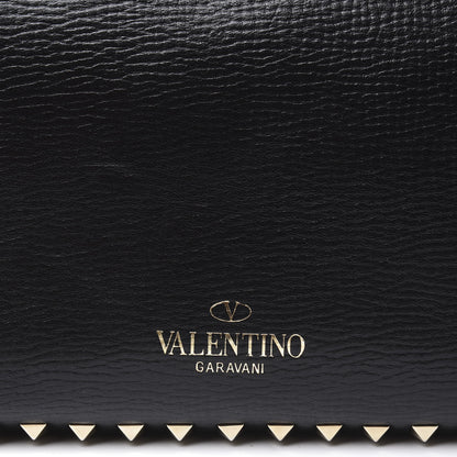 Valentino Garavani Textured Calfskin Medium Rockstud Tote Black 12 of 13