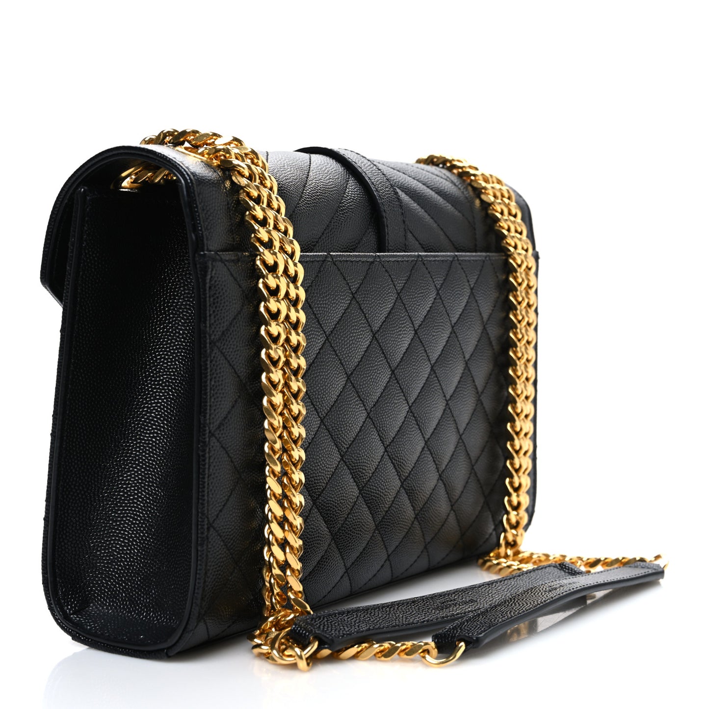 Grain De Poudre Textured Mixed Matelasse Triquilt Medium Monogram Satchel Black