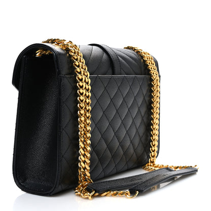 Saint Laurent Grain De Poudre Textured Mixed Matelasse Triquilt Medium Monogram Satchel Black 3 of 10