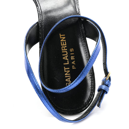 Saint Laurent Metallic Calfskin Manhattan Ankle Strap Sandal 40 Multicolor 8 of 9