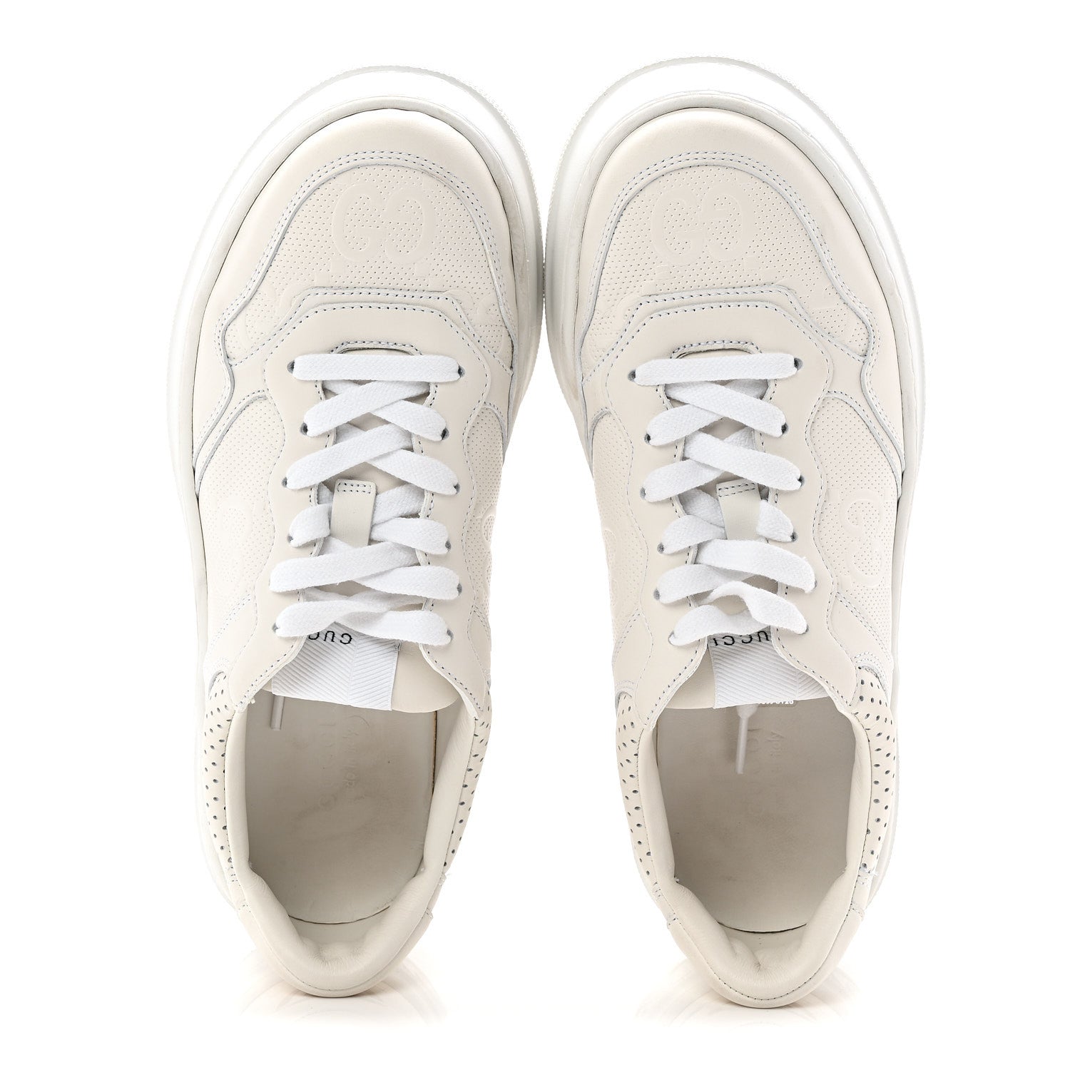 Gucci Calfskin GG Tennis Embossed Perforated Womens Platform 55mm Sneakers 39 Great White 5 of 9