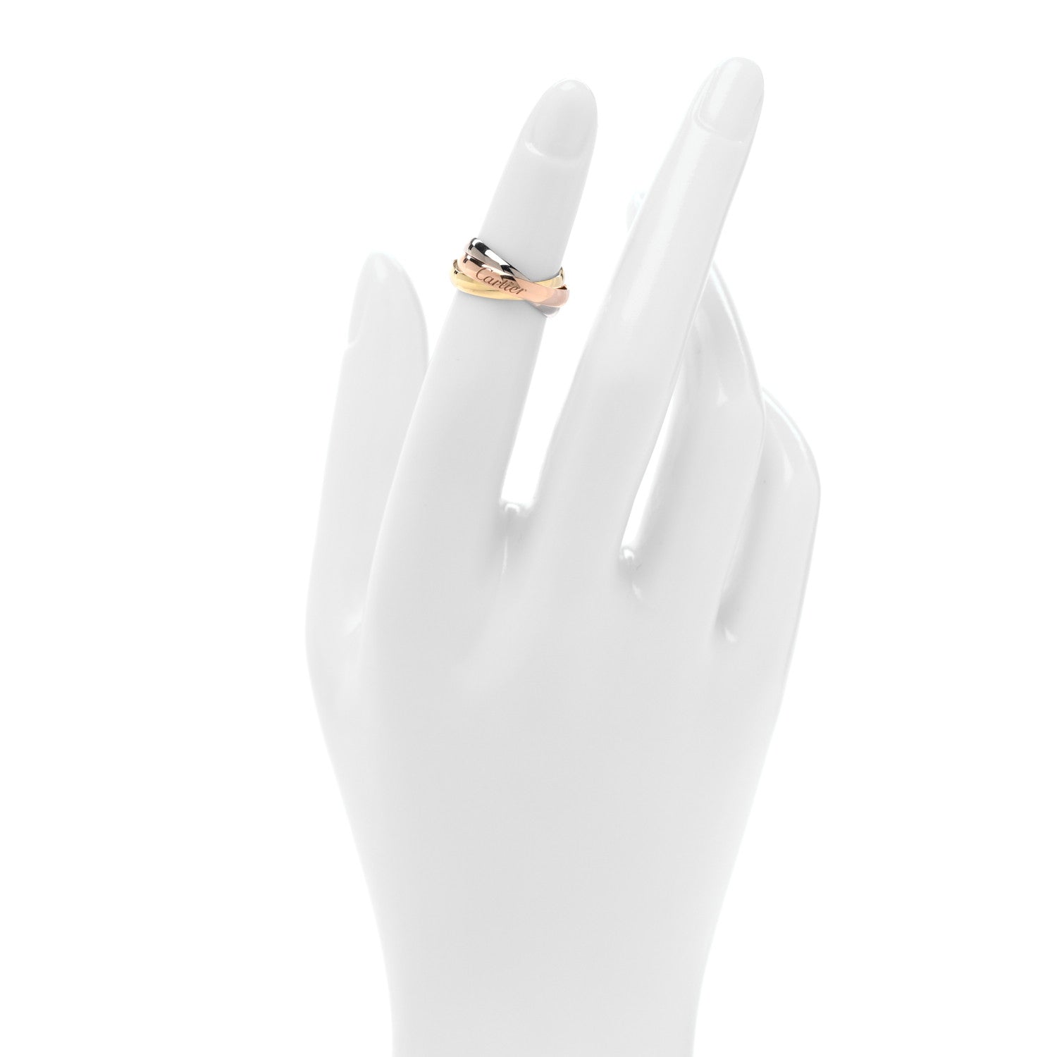 Cartier 18K Pink Yellow White Gold Small Trinity Ring 46 3.75 2 of 4