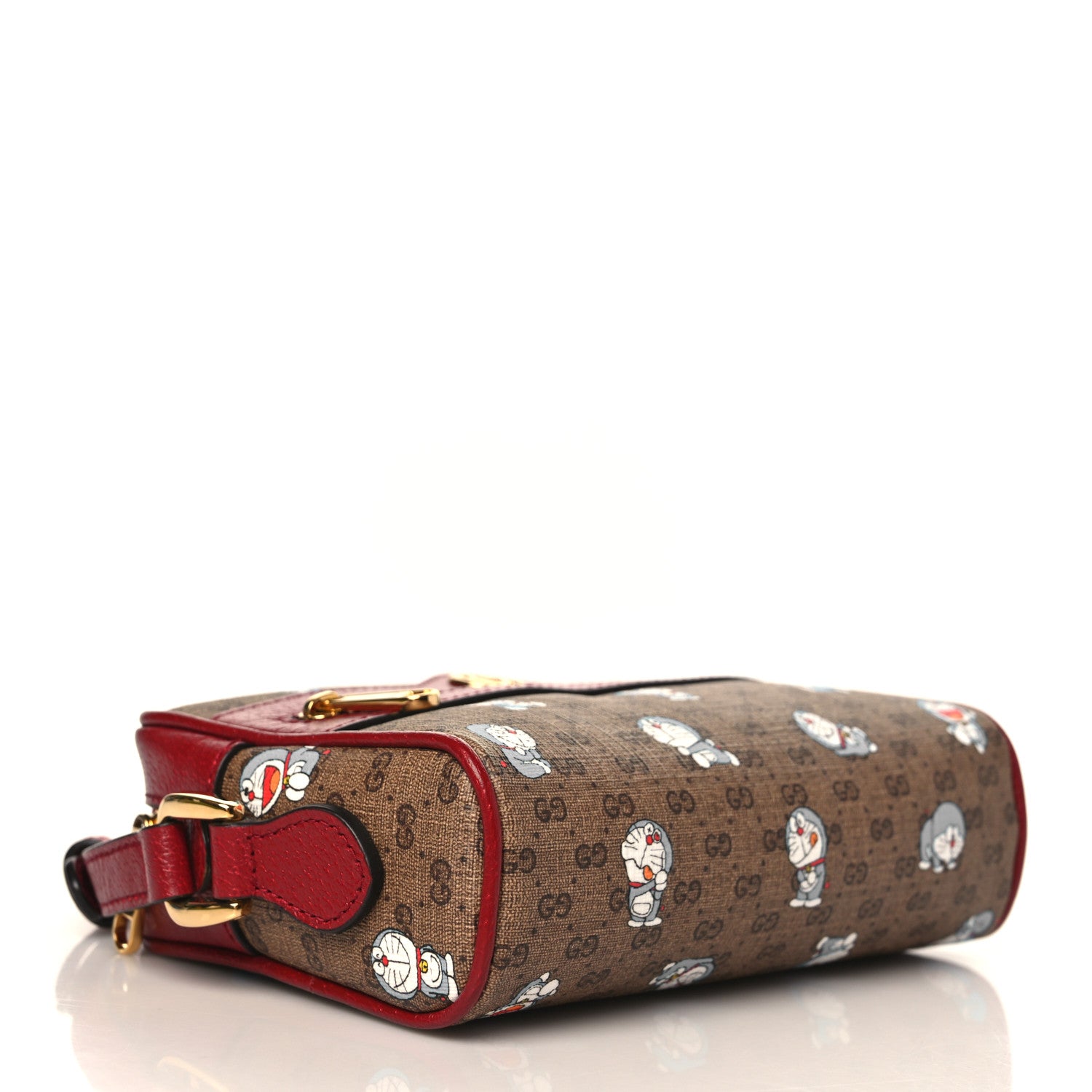 Gucci X DORAEMON Mini Vintage GG Supreme Monogram Camera Bag Beige Cherry Red 4 of 10