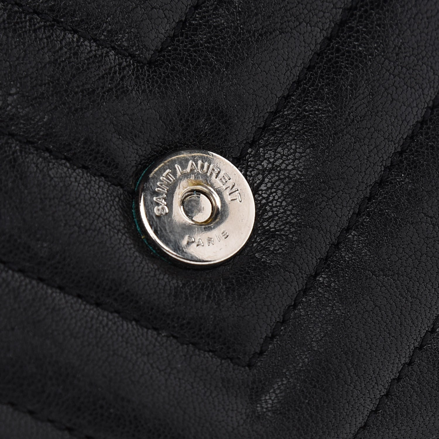 Saint Laurent Sheepskin Matelasse Chevron Monogram College Chain Wallet Black 15 of 16
