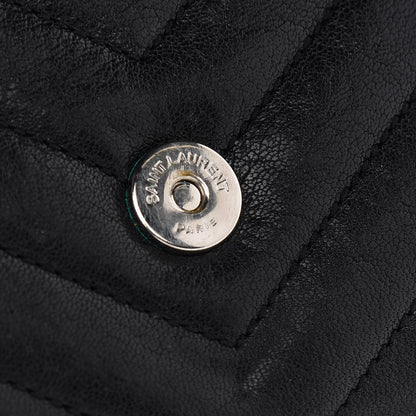 Saint Laurent Sheepskin Matelasse Chevron Monogram College Chain Wallet Black 15 of 16