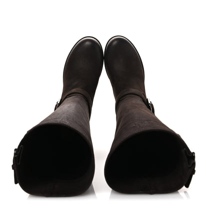 Prada Capra Antic Donna Tall Riding Boots 37 Ebano 2 of 12