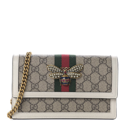 Gucci GG Supreme Monogram Web Queen Margaret Chain Wallet White 1 of 9