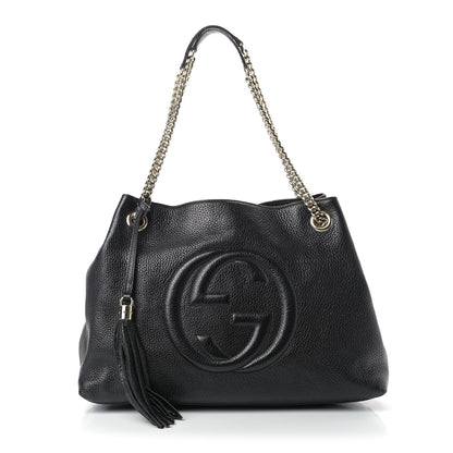 Gucci Pebbled Calfskin Medium Soho Chain Shoulder Bag Black 1 of 9
