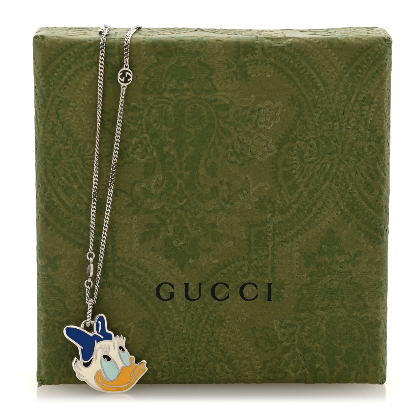 X DISNEY Sterling Silver Enamel Daisy Duck Pendant Necklace