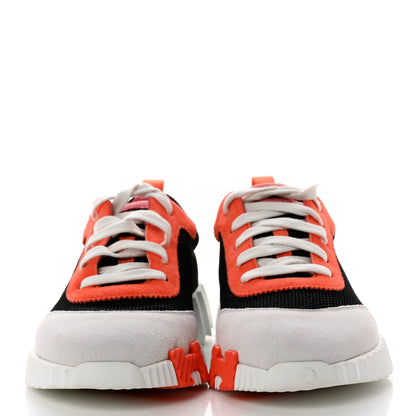 Hermes Air Mesh Suede Goatskin Bouncing Sneakers 40 Black Orange 2 of 9