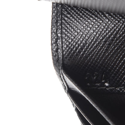 Prada Saffiano Metal Bi-Fold Compact Wallet Black 7 of 8