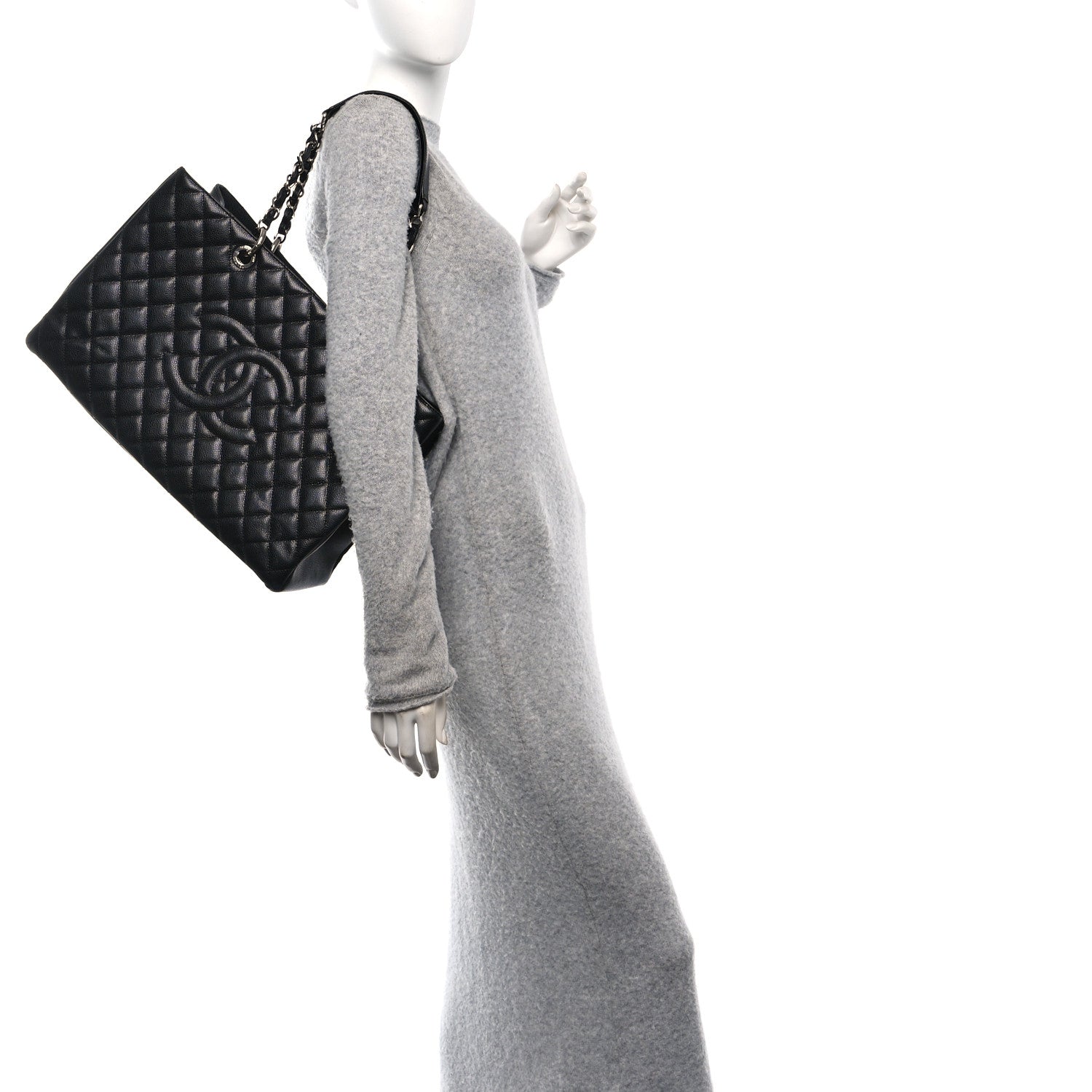 Chanel Caviar Quilted XL Grand Shopping Tote GST Black 2 of 12