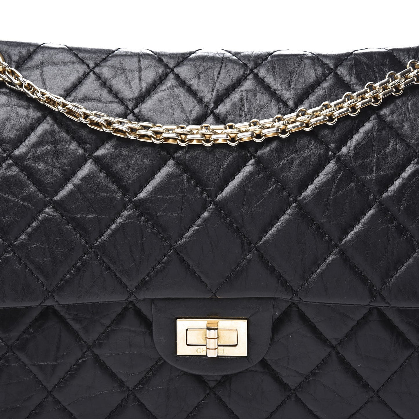 Aged Calfskin Quilted 2.55 Reissue 226 Flap Black