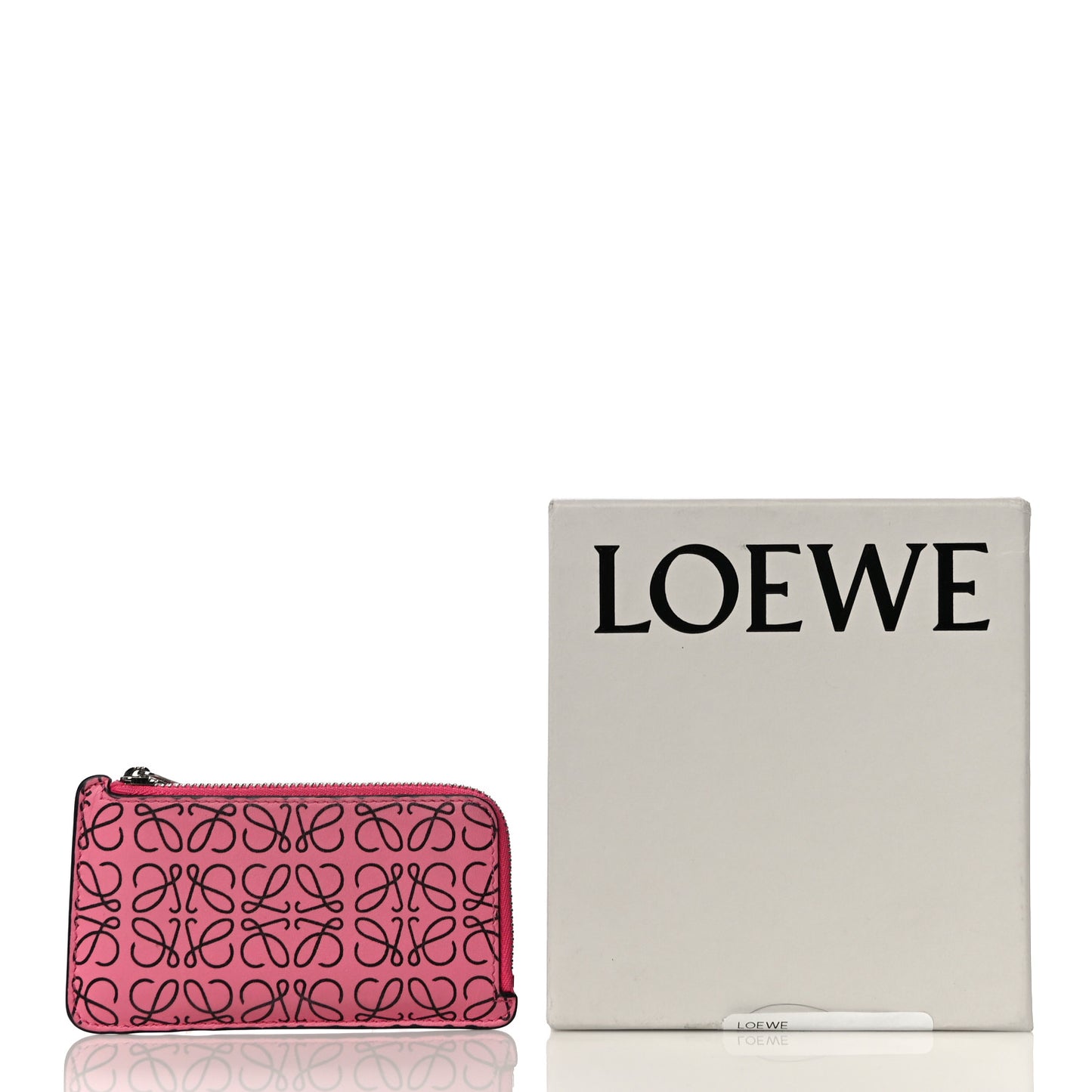 Engraved Calfskin Anagram Coin Card Holder Wild Rose