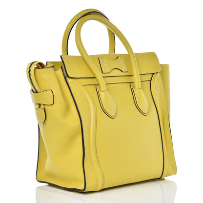 Celine Drummed Calfskin Mini Luggage Citron 3 of 9