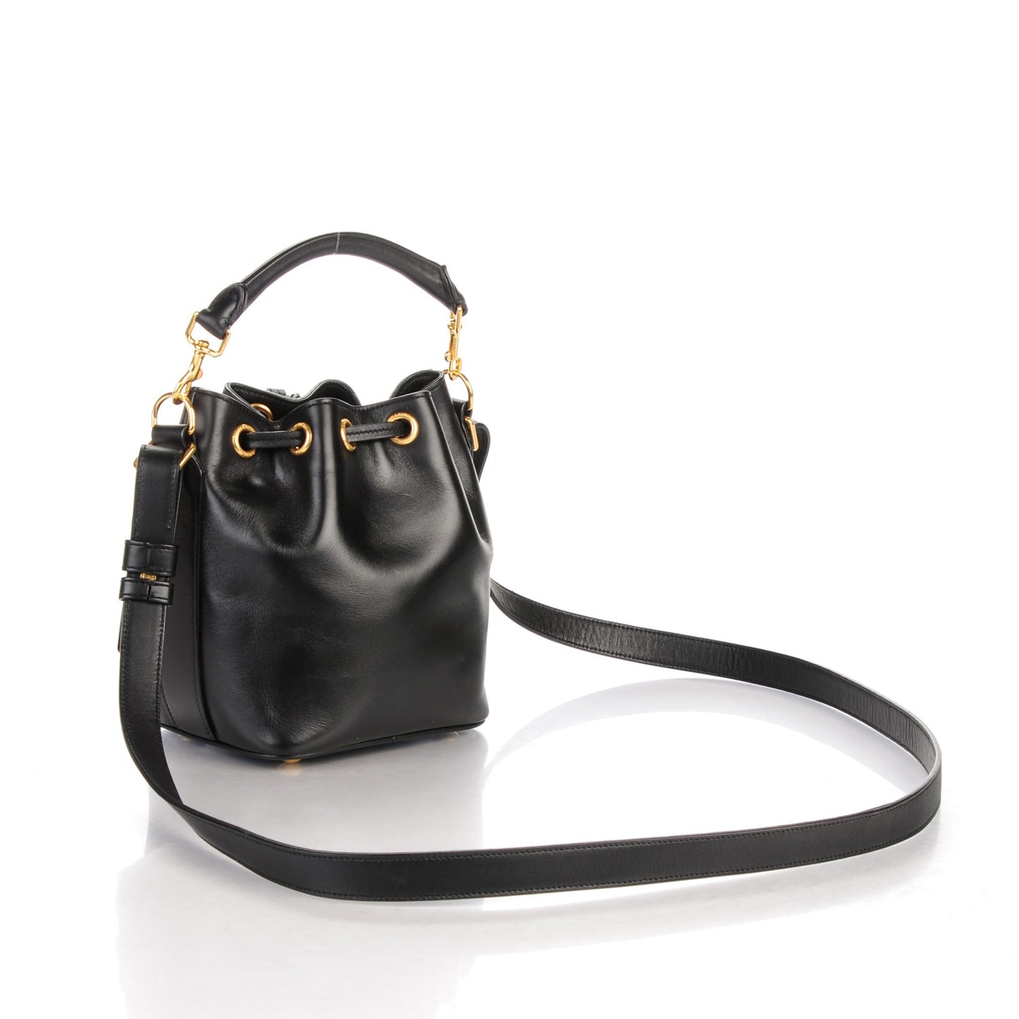 Calfskin Small Emmanuelle Bucket Bag Black