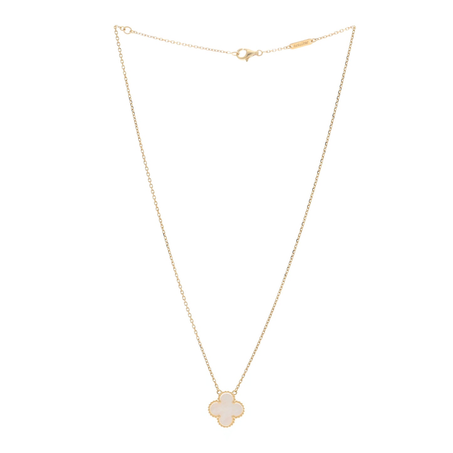 18K Yellow Gold Mother of Pearl Vintage Alhambra Pendant Necklace