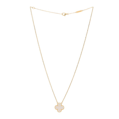 Van Cleef & Arpels 18K Yellow Gold Mother of Pearl Vintage Alhambra Pendant Necklace 3 of 4