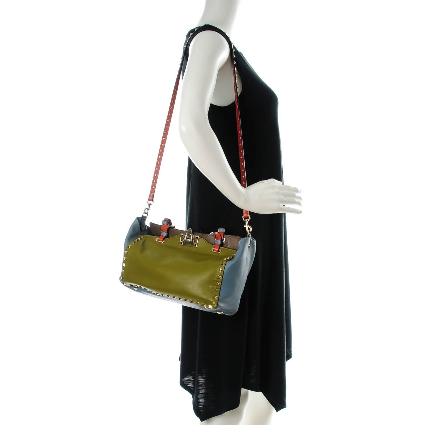 Vitello Colorblock Small Rockstud Tote Multicolor