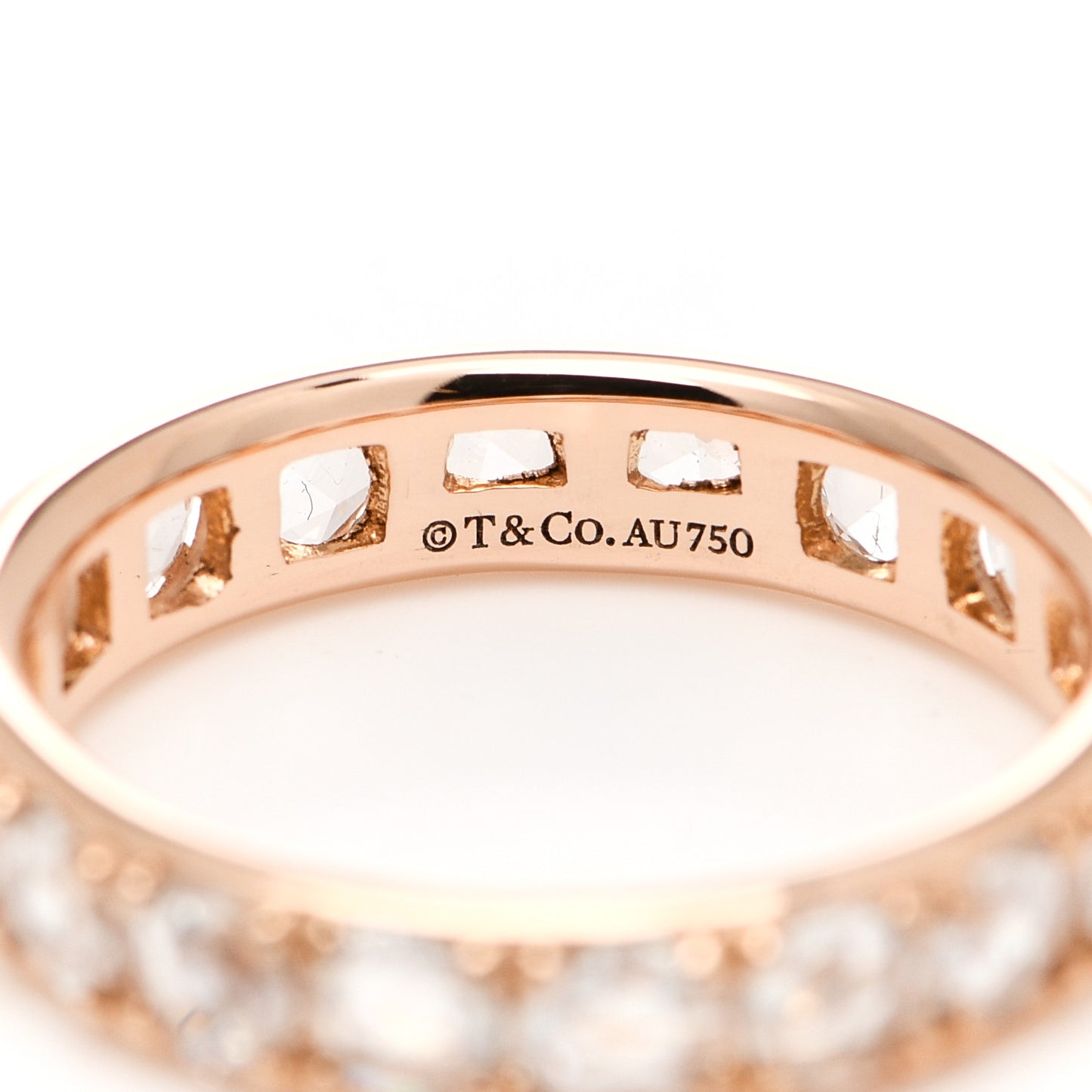18K Rose Gold Diamond Metro Rose Cut Eternity Band Ring 47 4.25