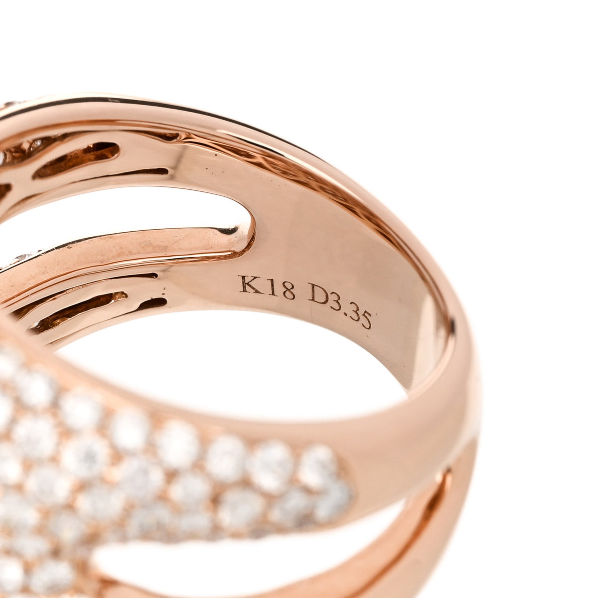 18K Rose Gold Pave Diamond 3.35ctw Pave Ring  53 6.5