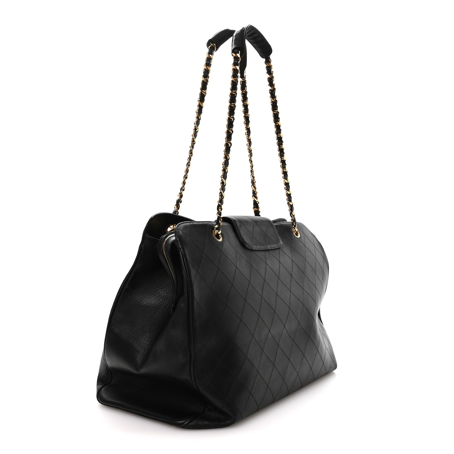 Chanel Calfskin Stitched XL Weekender Black 3 of 10