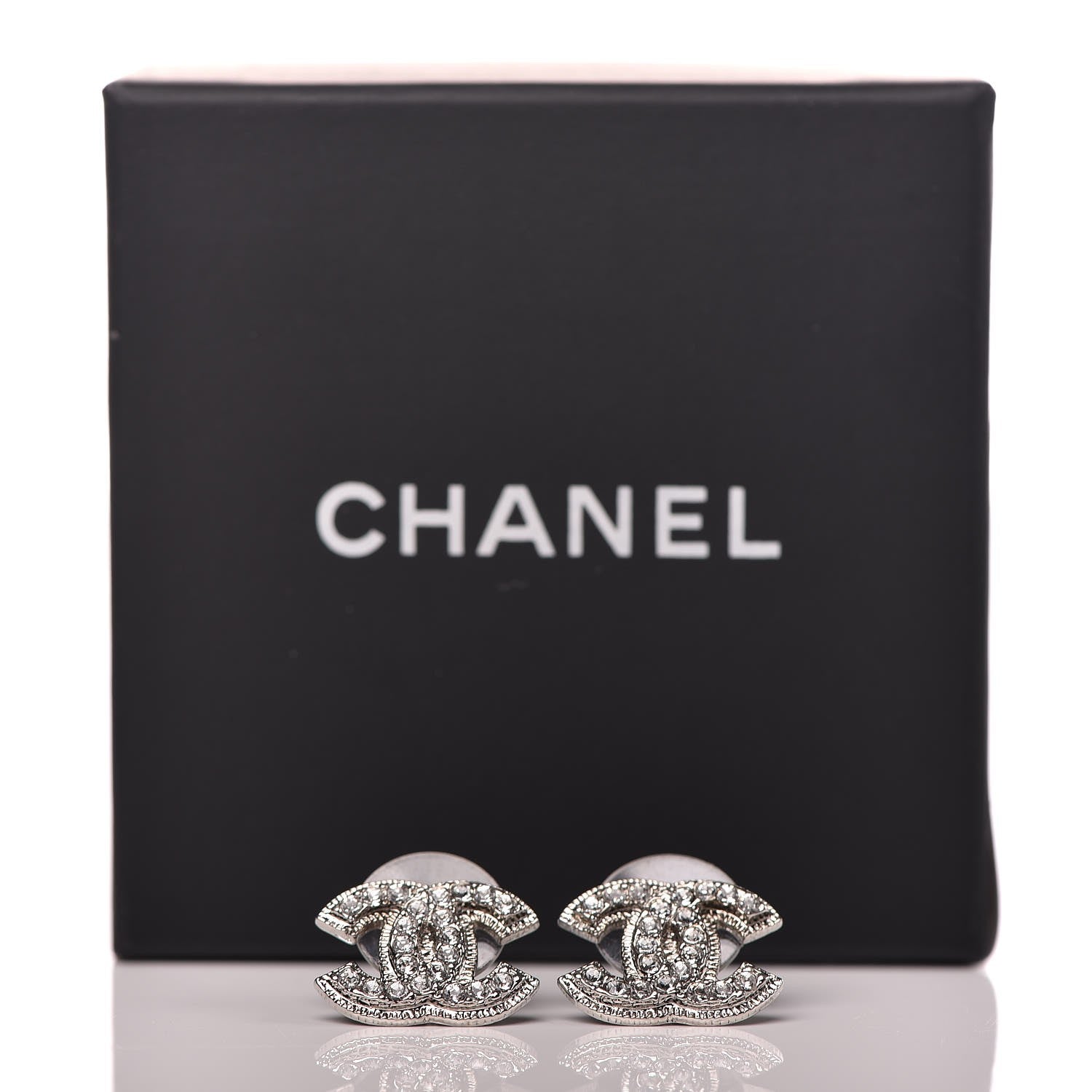 Chanel Crystal CC Earrings Silver 5 of 5