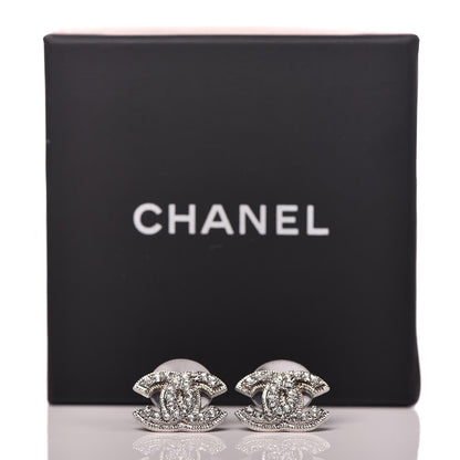 Chanel Crystal CC Earrings Silver 5 of 5